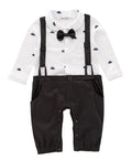 stylesilove Newborn Infant Toddler Sailor Boat Print Faux Suspender Formal Wear Baby Boy Romper
