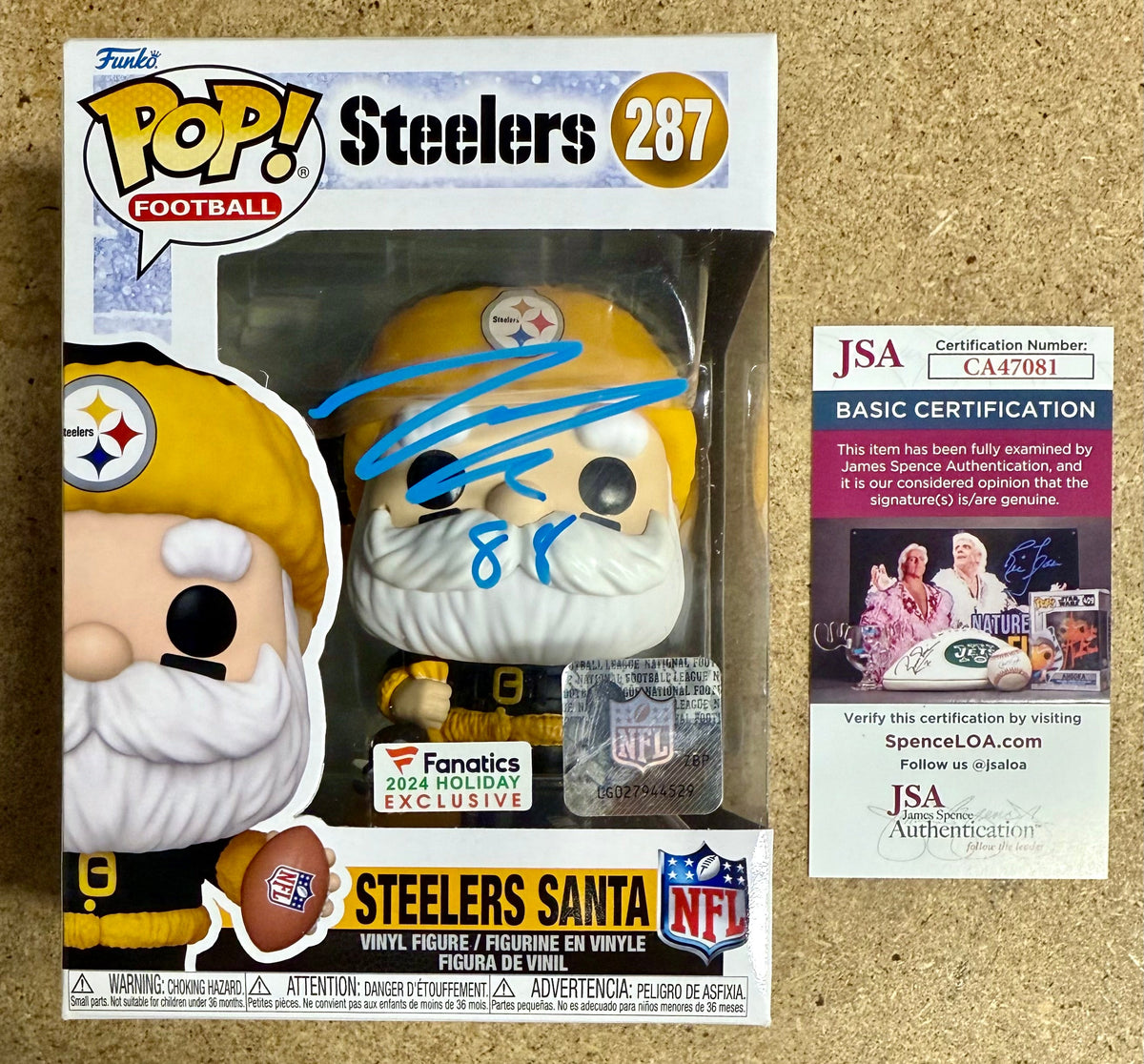 Pat Freiermuth Signed NFL Pittsburgh Steelers Santa Funko Pop! #287 With JSA COA