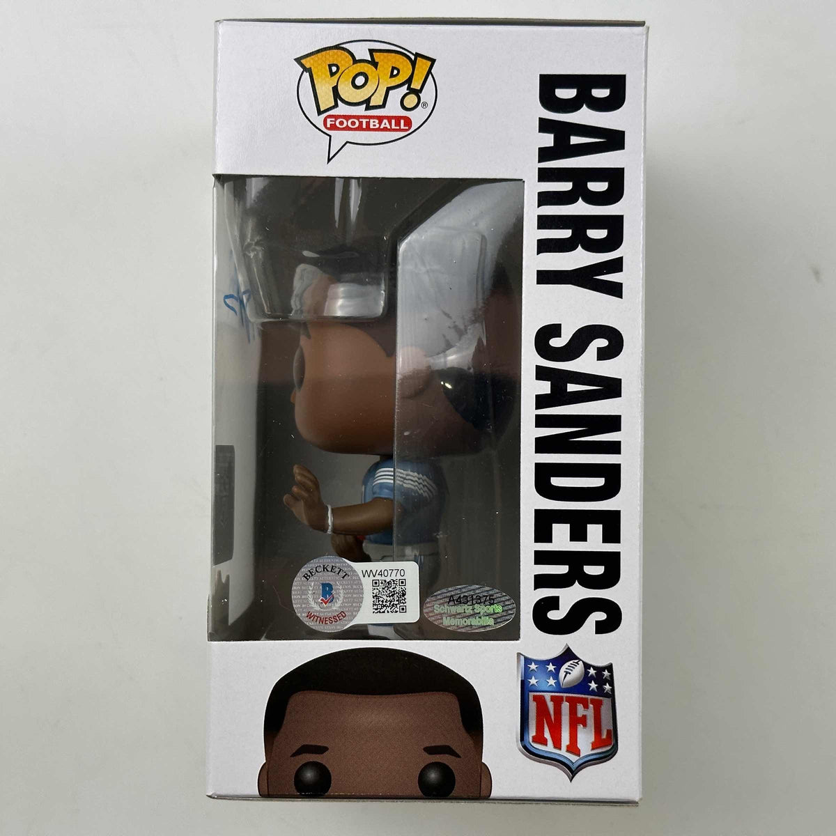 Autographed/Signed Barry Sanders Detroit Lions Funko Pop #81 Football Figurine Toy Beckett BAS COA