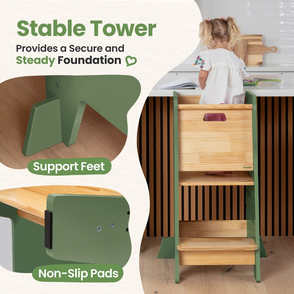 Standing Toddler Tower with Sliding Safety Door