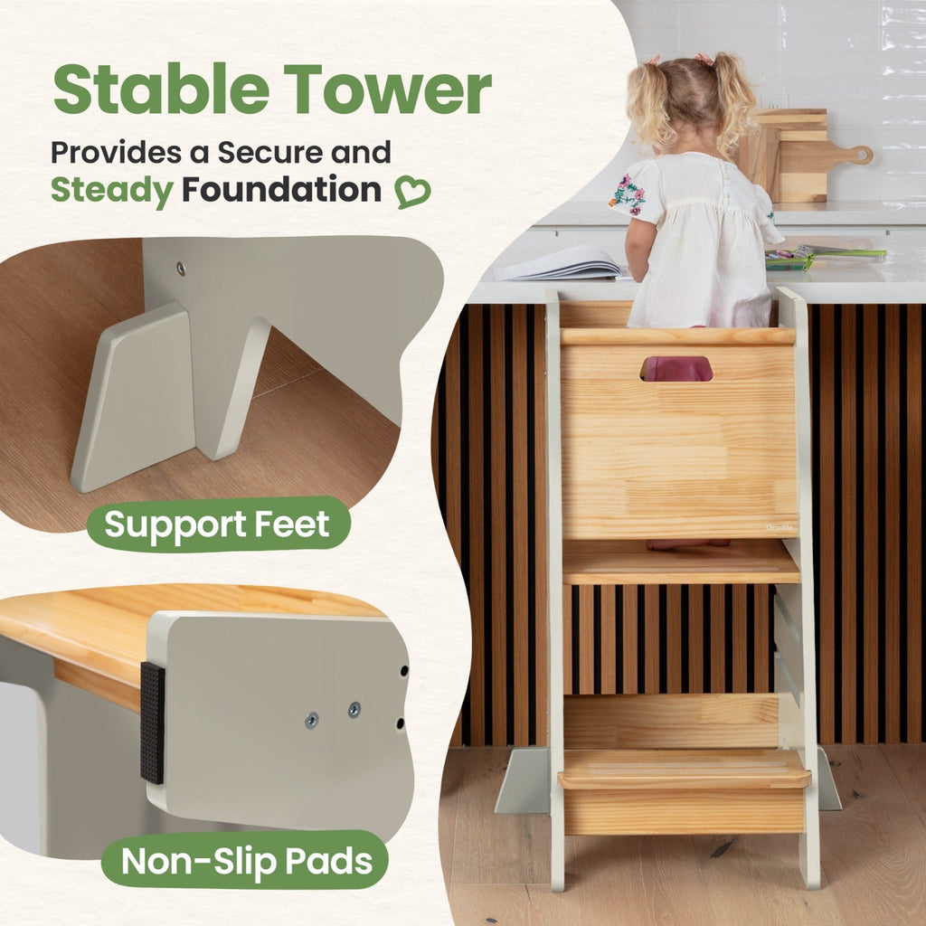 Standing Toddler Tower with Sliding Safety Door