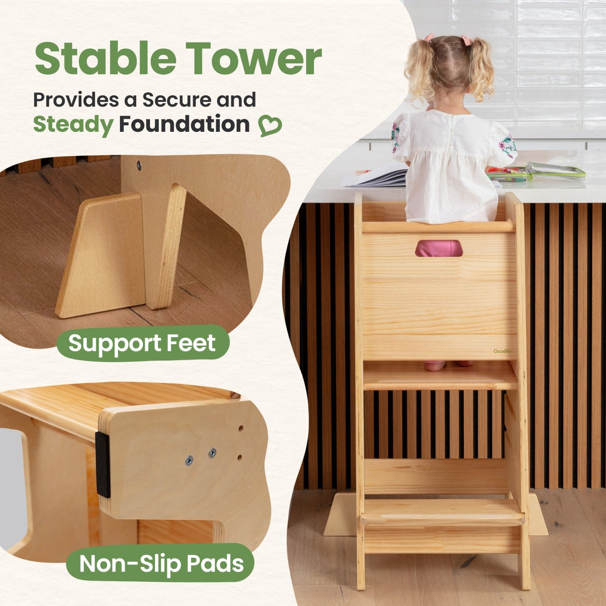 Standing Toddler Tower with Sliding Safety Door