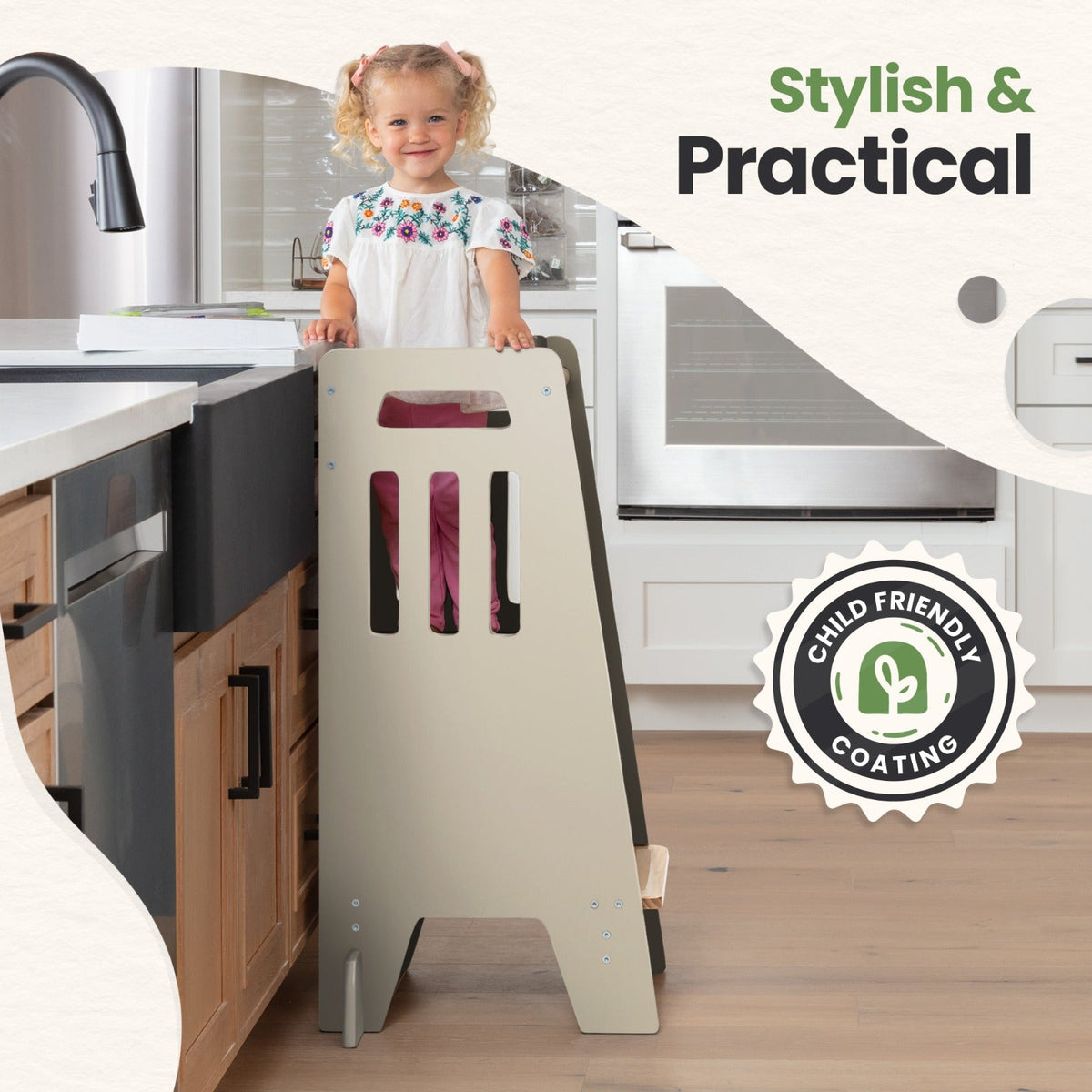 Standing Toddler Tower with Sliding Safety Door