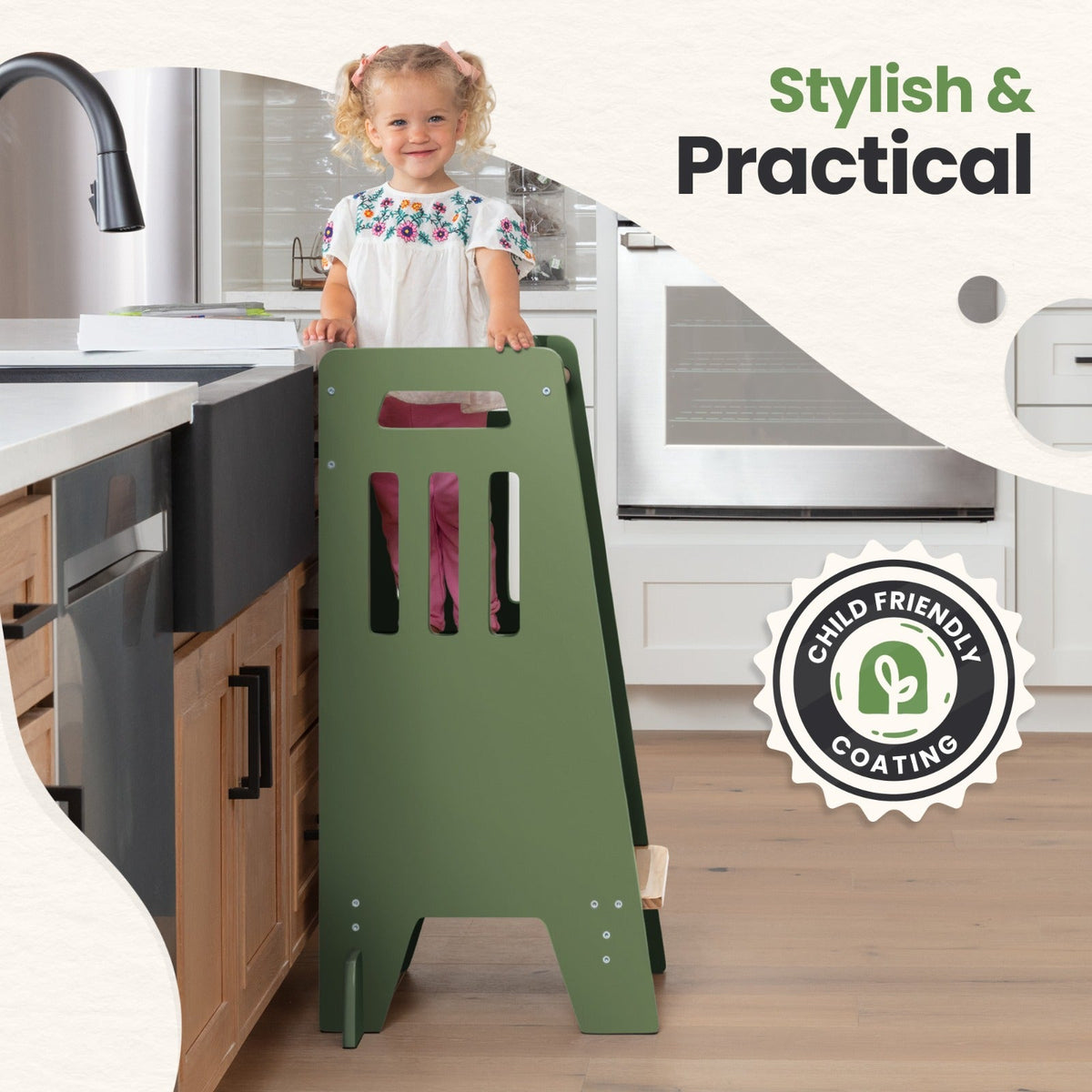 Standing Toddler Tower with Sliding Safety Door