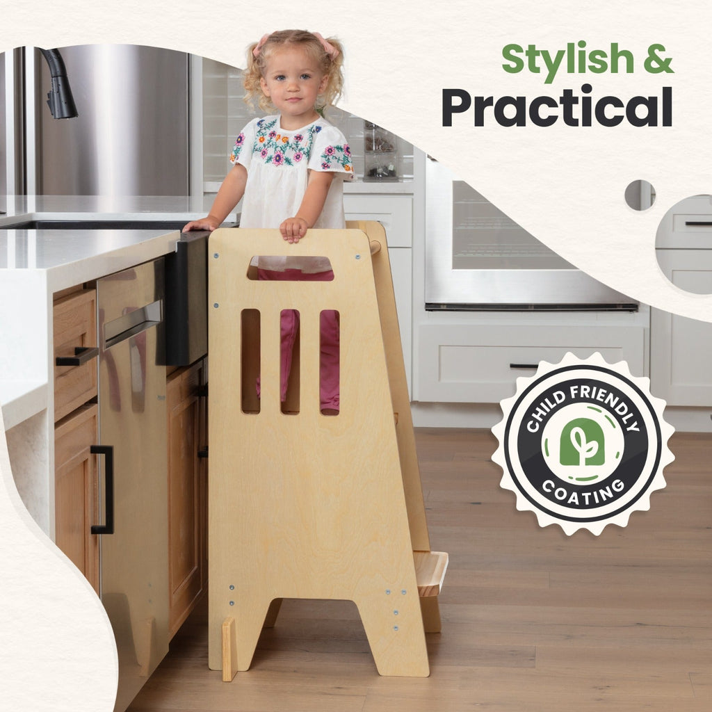 Standing Toddler Tower with Sliding Safety Door