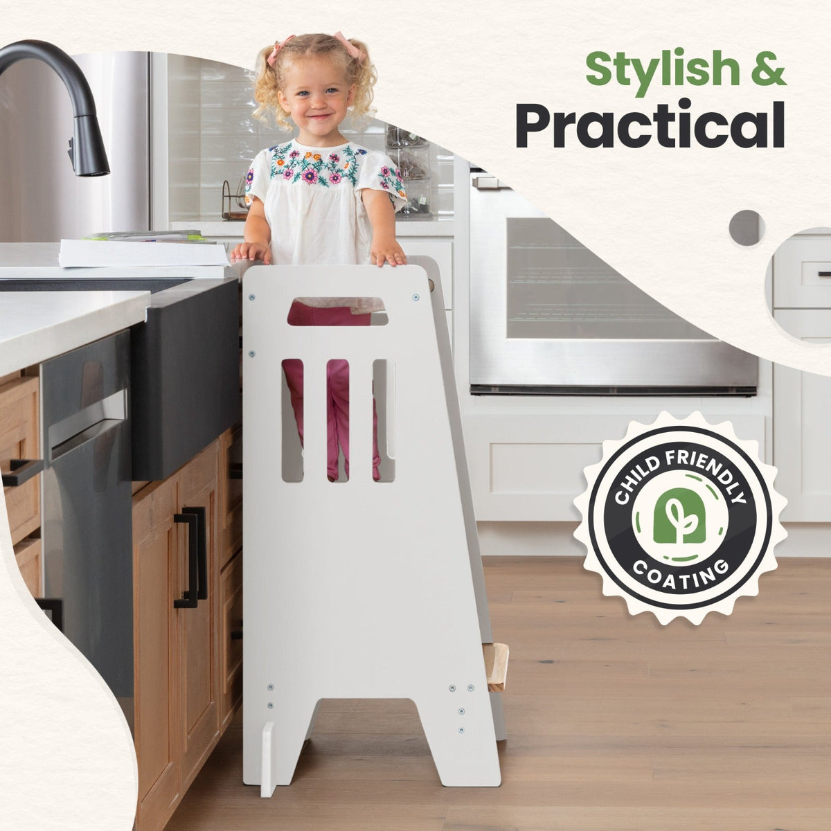 Standing Toddler Tower with Sliding Safety Door