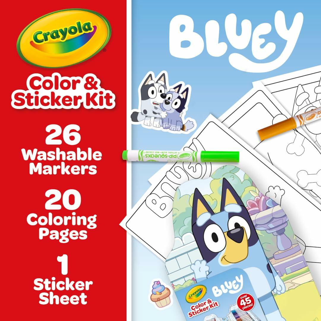 Crayola Bluey Art Kit for Kids 45pcs Coloring Book Stickers 4+