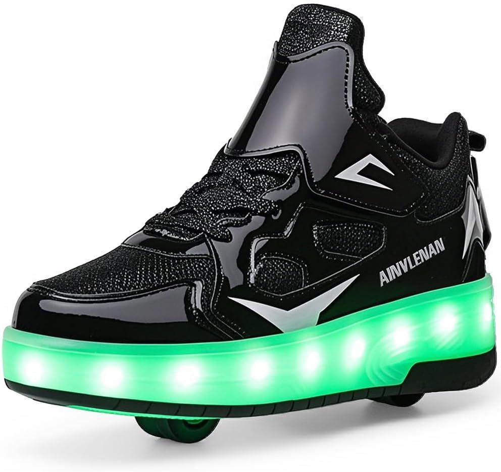 Ylllu Kids LED Roller Skate Shoes with Single Wheel Light up Roller Shoes Gift for Girls Boys Children
