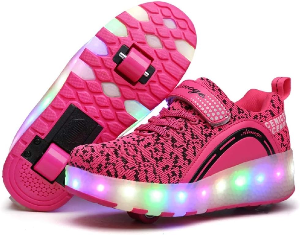 Ylllu Kids LED Roller Skate Shoes with Single Wheel Light up Roller Shoes Gift for Girls Boys Children