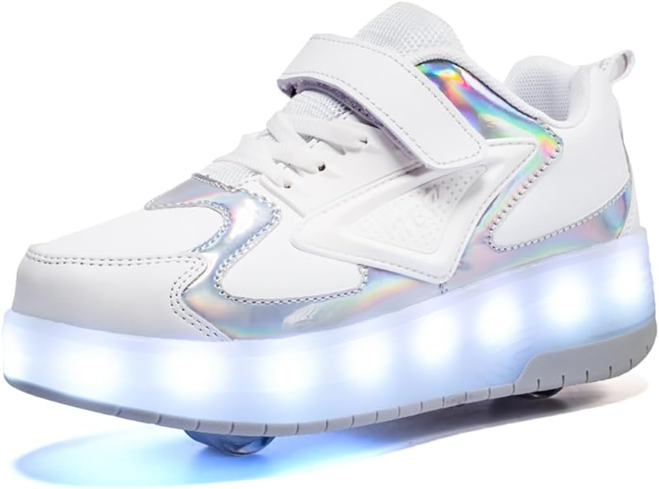 Ylllu Kids LED Roller Skate Shoes with Single Wheel Light up Roller Shoes Gift for Girls Boys Children