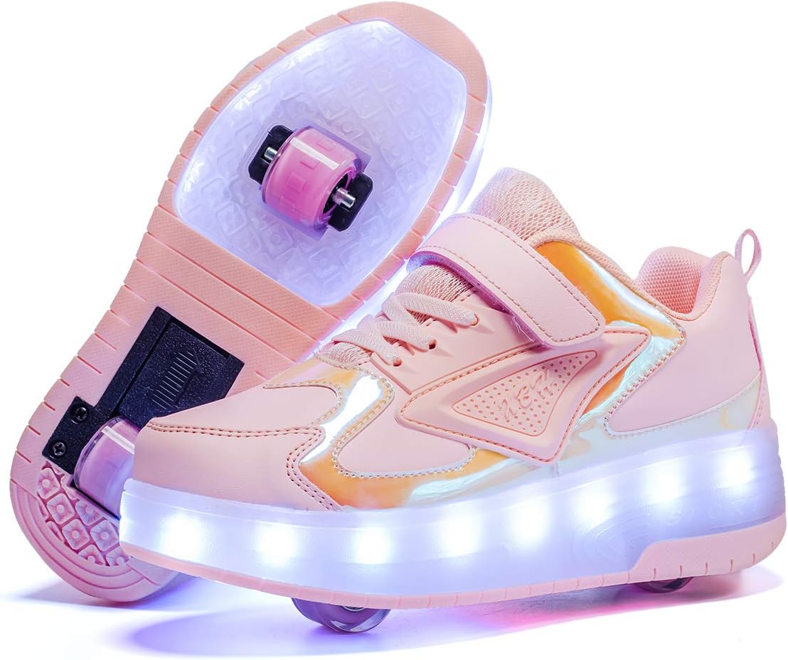 Ylllu Kids LED Roller Skate Shoes with Single Wheel Light up Roller Shoes Gift for Girls Boys Children